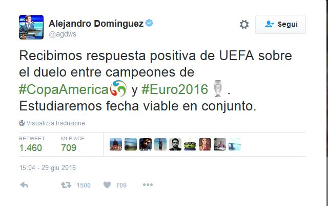 tweet alejandro dominguez accordo conmebol-uefa