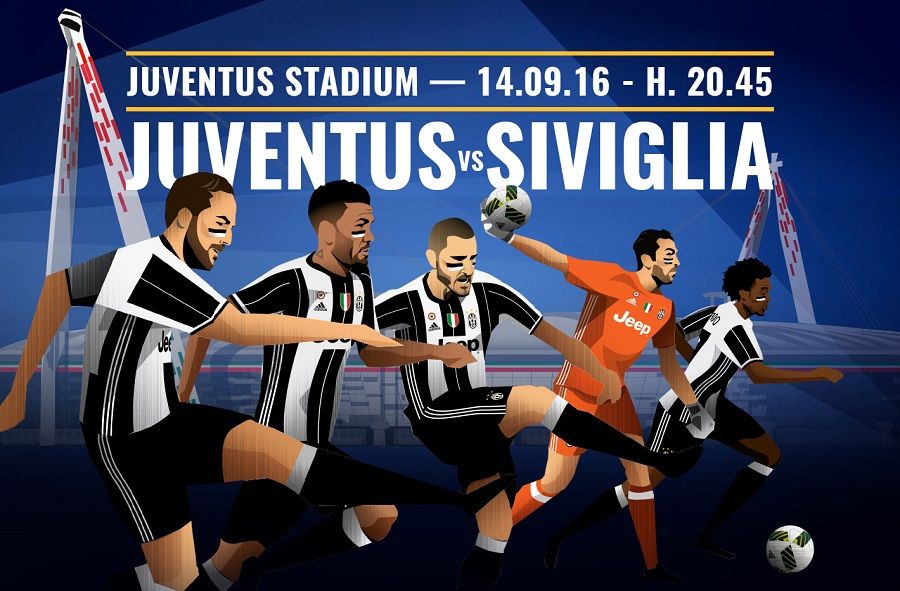 Juventus-Siviglia: info su come vedere la partita in diretta tv e streaming live su Mediaset Premium. Calcio d'inizio alle ore 20:45. (Foto da: juventus.com)