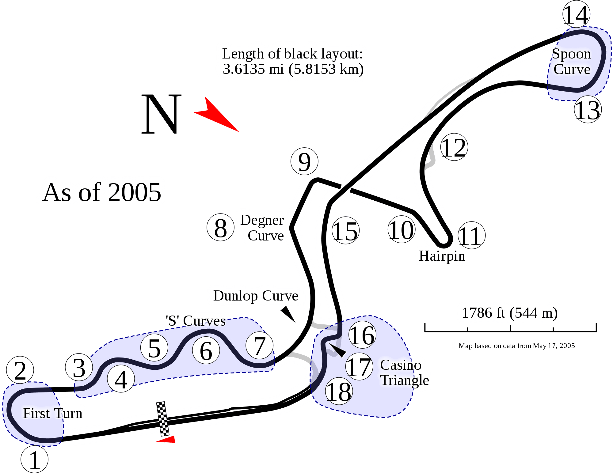 Il layout di Suzuka (foto da: en.wikipedia.org)