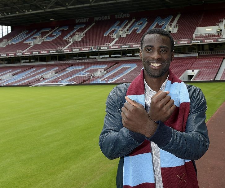 Pic by Arfa / Griffiths Photographers   Pedro Obiang poses as the newest recruit to West Ham United. The 23 year old Spaniard joins from Sampdoria. Seen here at The Boleyn Ground 10-06-2015