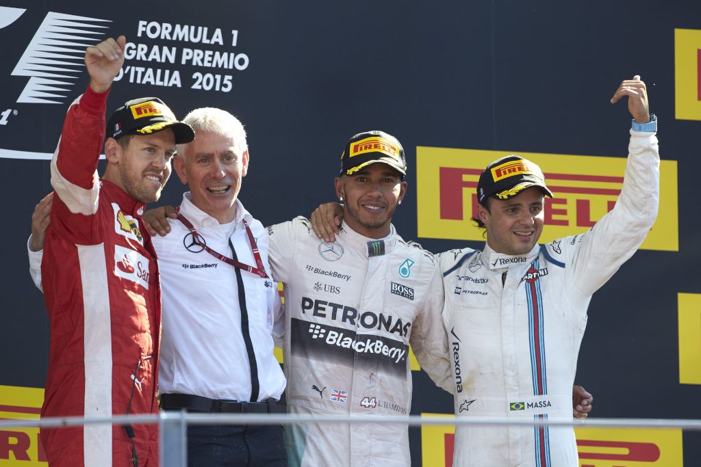 Monza 2015. Con il 3° posto, conquistato alle spalle di Hamilton e Vettel, Massa centra il suo ultimo podio della carriera (foto da: f1madness.co.za)