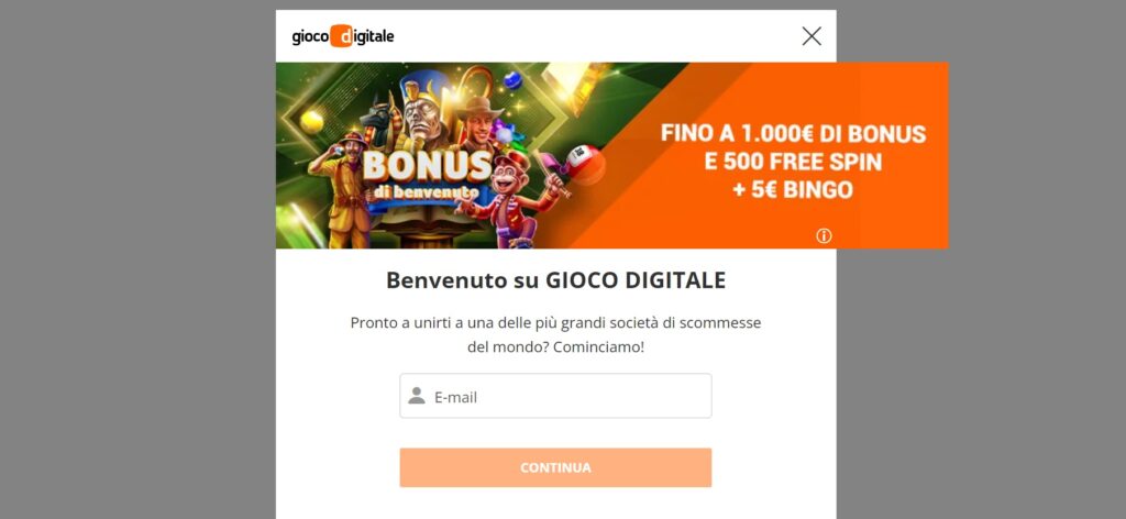 gioco digitale registrazione