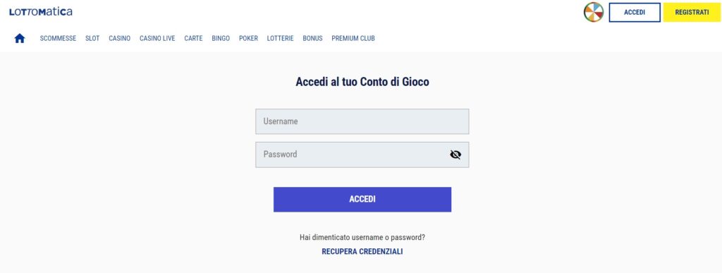 lottomatica login