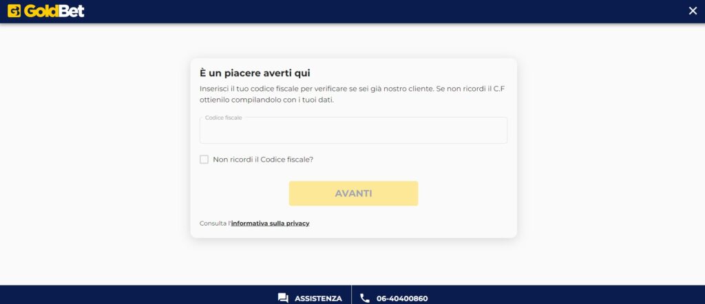 registrazione goldbet