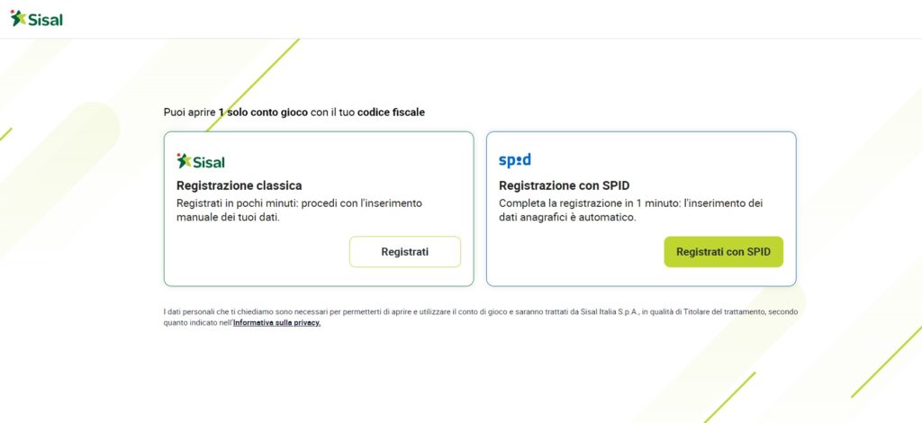 sisal registrazione