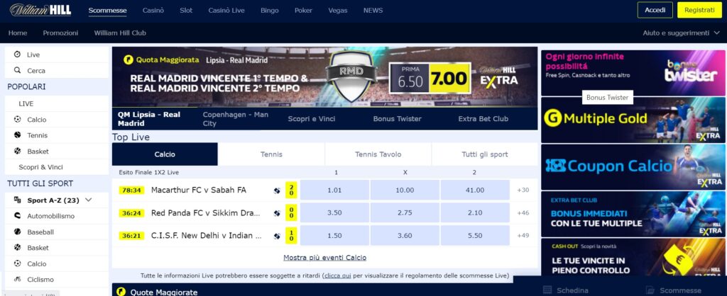 william hill scommesse