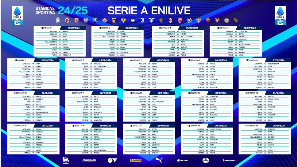 Calendario Serie A 2024-2025: le 38 Giornate