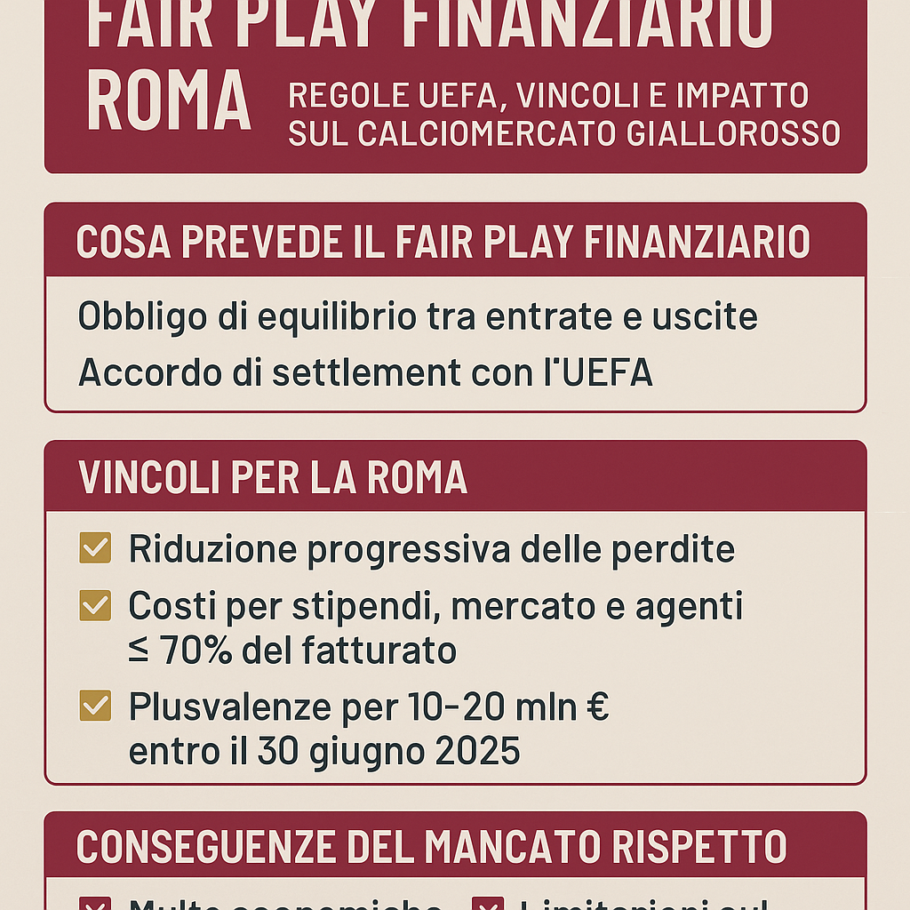Fair Play Finanziario Roma: regole UEFA, vincoli e impatto sul calciomercato