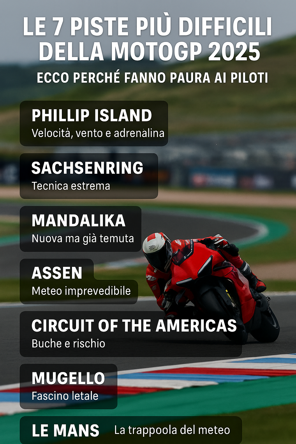 Le 7 piste più difficili della MotoGP 2025: ecco perché fanno paura ai piloti