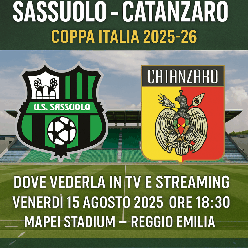 Sassuolo-Catanzaro Live Diretta Tv Streaming Coppa Italia - Stadiosport.it