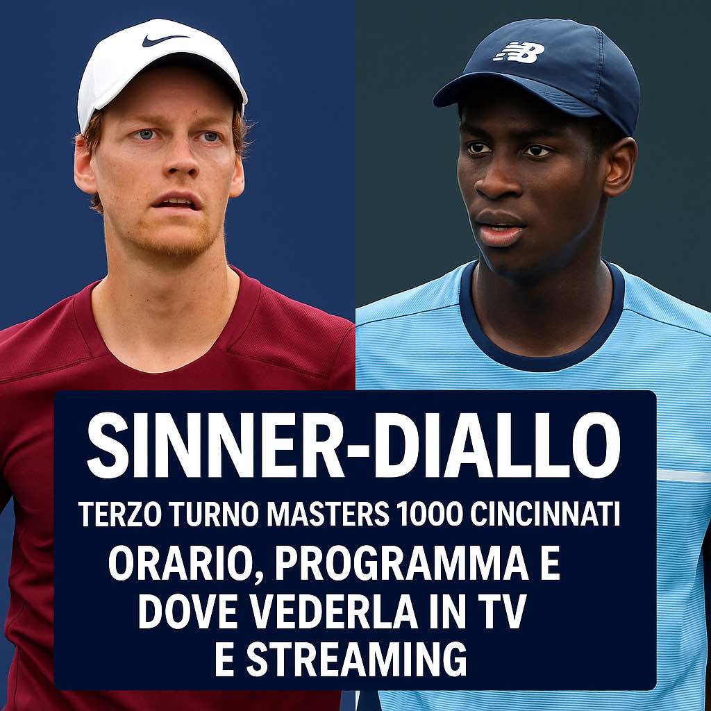 Sinner-Diallo, terzo turno Masters 1000 Cincinnati: orario, programma e dove vederla in diretta tv e streaming