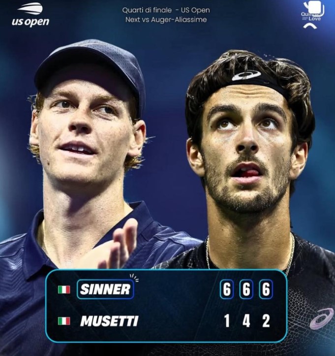 Video Highlights Sinner batte Musetti e va in semifinale agli US Open