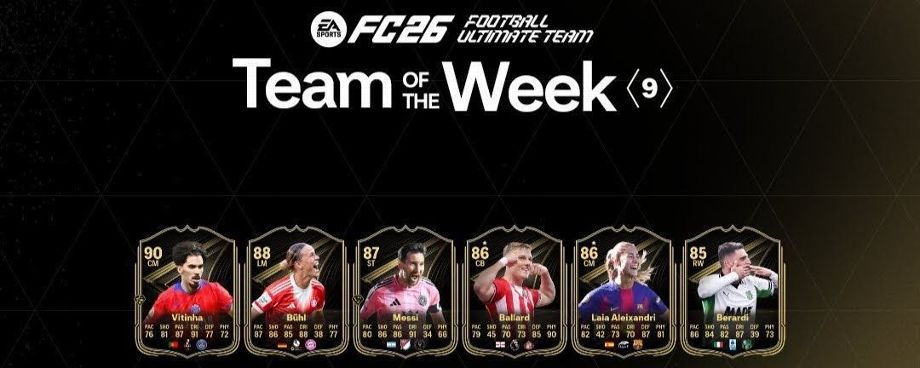 Messi trascina Inter Miami e conquista la TOTW 9 di EA FC 26: Vitinha al vertice, Bayern protagonista con Klara Bühl
