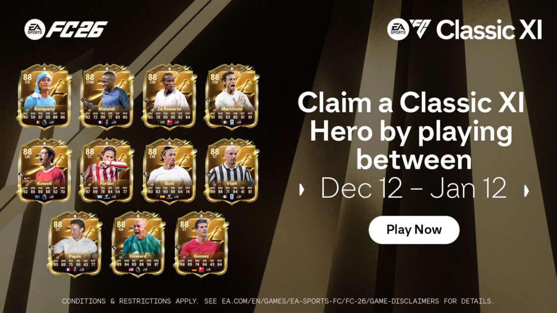 EA SPORTS FC 26 presenta i Classic XI Heroes: ricompensa gratuita FUT e leggende pronte a tornare protagoniste