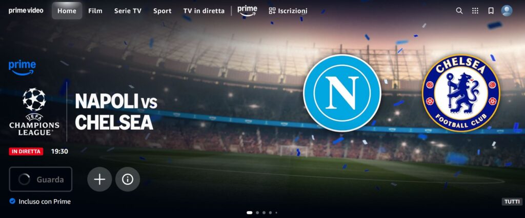 Napoli – Chelsea LIVE e Diretta Streaming Champions League su Prime Video