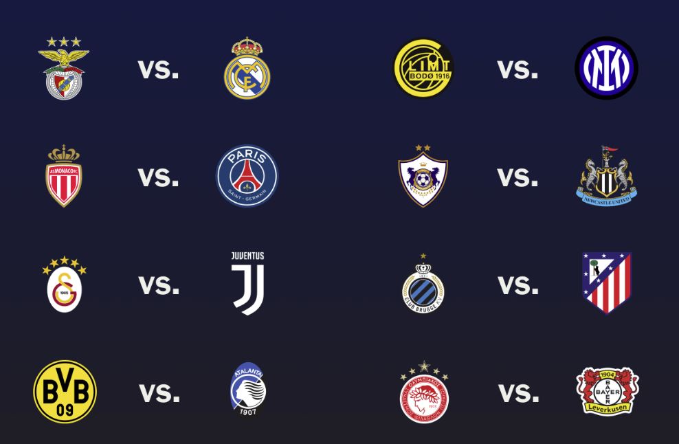 Play Off Champions League: Juventus-Galatasaray, Inter-Bodo e Atalanta-Borussia