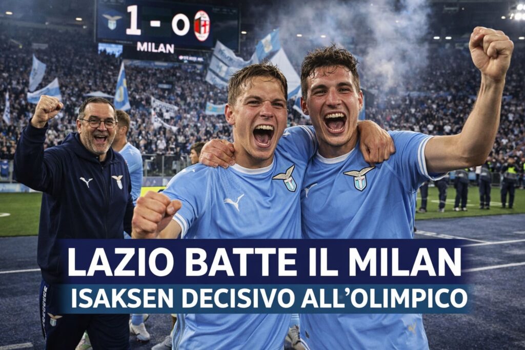 La Lazio ritrova i tifosi e batte il Milan: Isaksen decisivo all’Olimpico