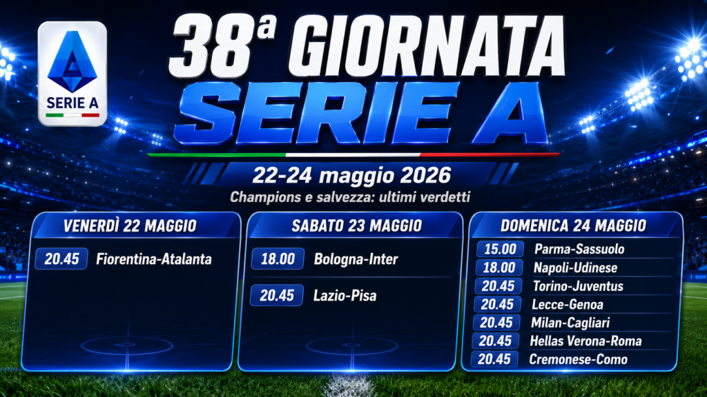 38° Giornata Serie A: Date e Orari ultima Giornata