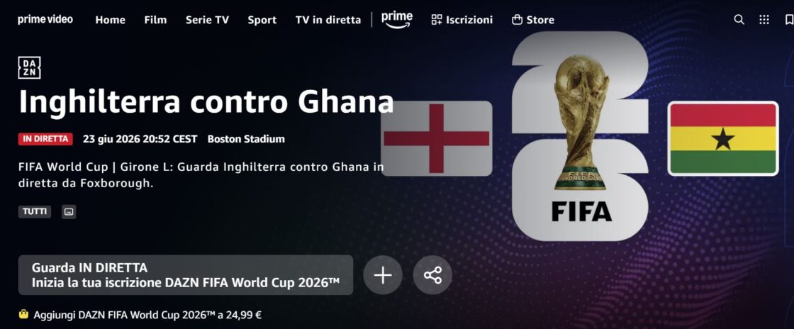 Inghilterra – Ghana LIVE Diretta Tv e Streaming Mondiali 2026