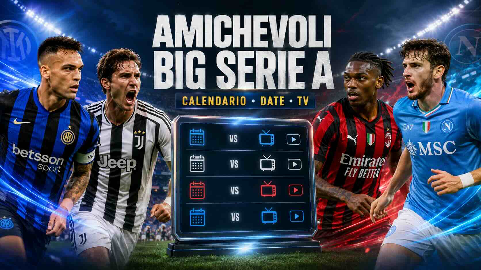 Amichevoli estive big Serie A: il calendario completo di Inter, Juve, Milan, Napoli e Roma (e dove vederle in TV)