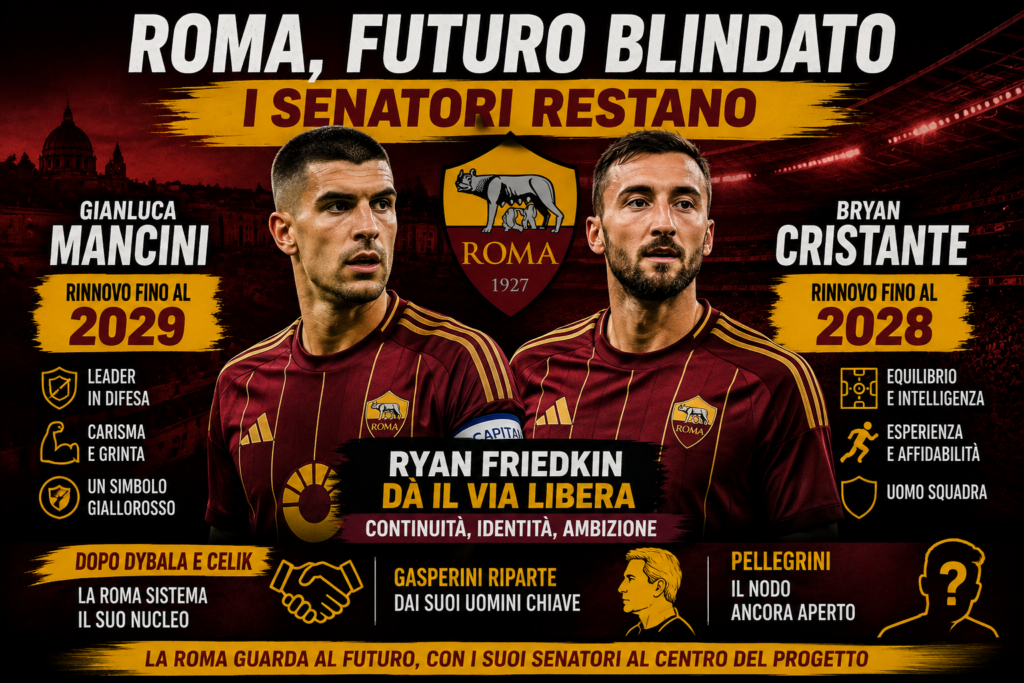Calciomercato Roma: rinnovano  Mancini e Cristante, Gasp riparte dai Senatori