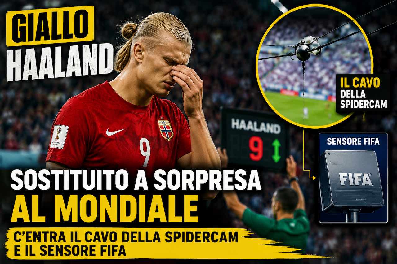 Giallo Haaland, sostituito a sorpresa al Mondiale: c’entra il cavo della Spidercam e il sensore FIFA