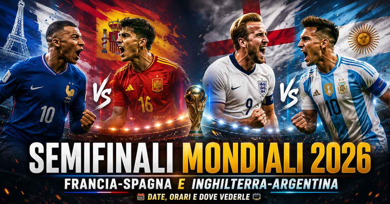 Semifinali Mondiali 2026: Francia-Spagna e Inghilterra-Argentina. Date, orari e dove vederle in TV e streaming