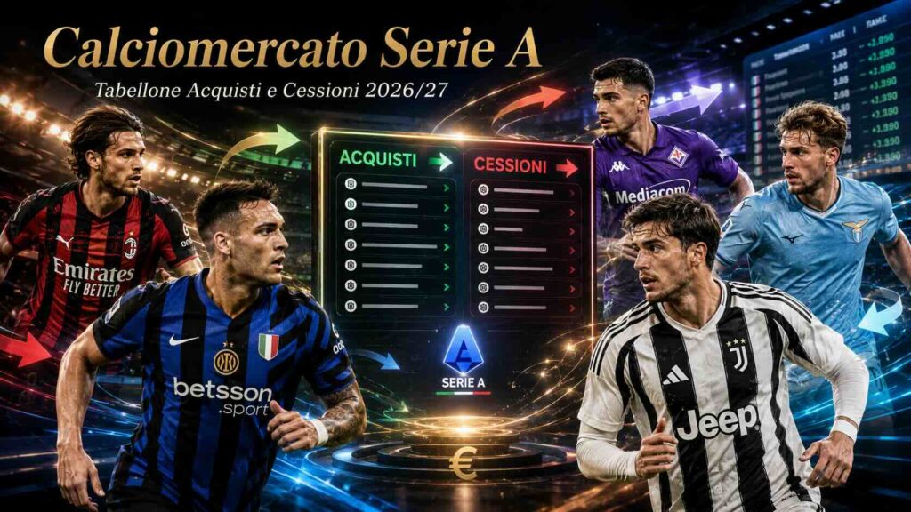 Calciomercato Serie A 2026-27, il Tabellone Ufficiale: Acquisti, Cessioni e tutti i colpi squadra per squadra